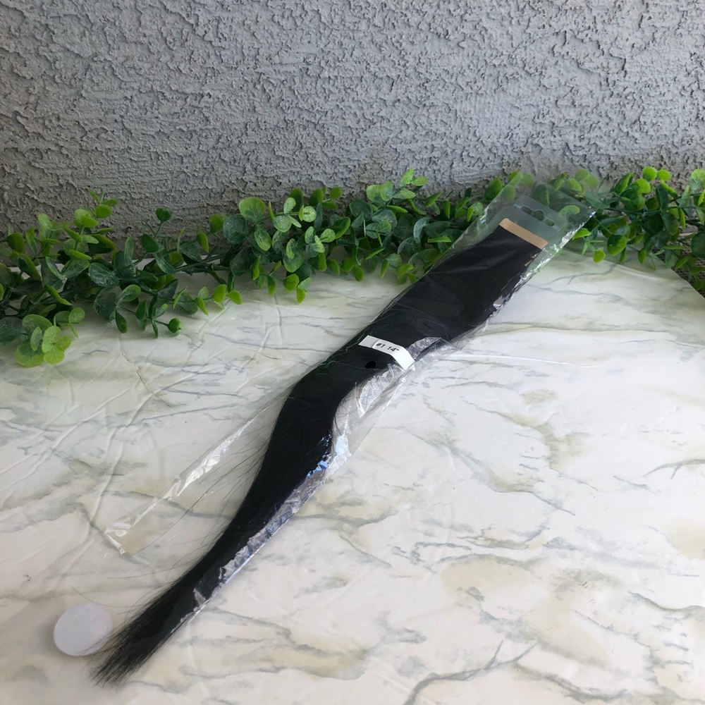 Human hair tape in Extensions #1 natural black color 14”